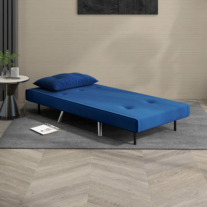 Lænestol med lænefunktion, knapsyninger, linnedlook, 77 cm x 88 cm x 83 cm, blå