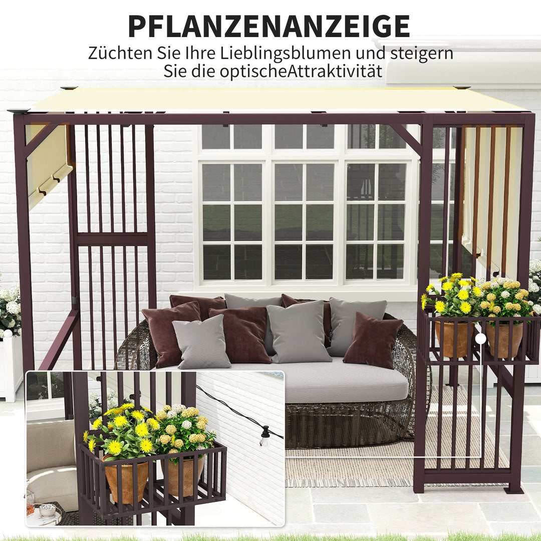 Pergola pavilion 3x2,5m uv 30+ stabil vinterbestandig solbeskyttelse med justerbart skydetag mørkebrun
