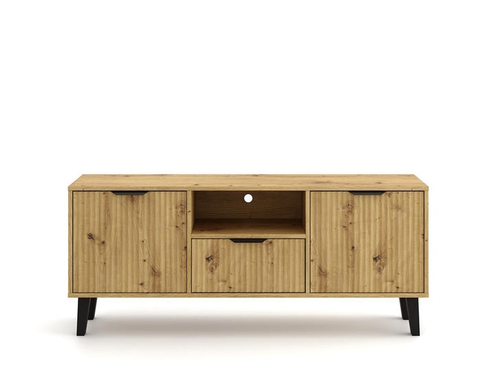 TV-skab med skuffe og 2 låger, skandi-stil, naturfarvet