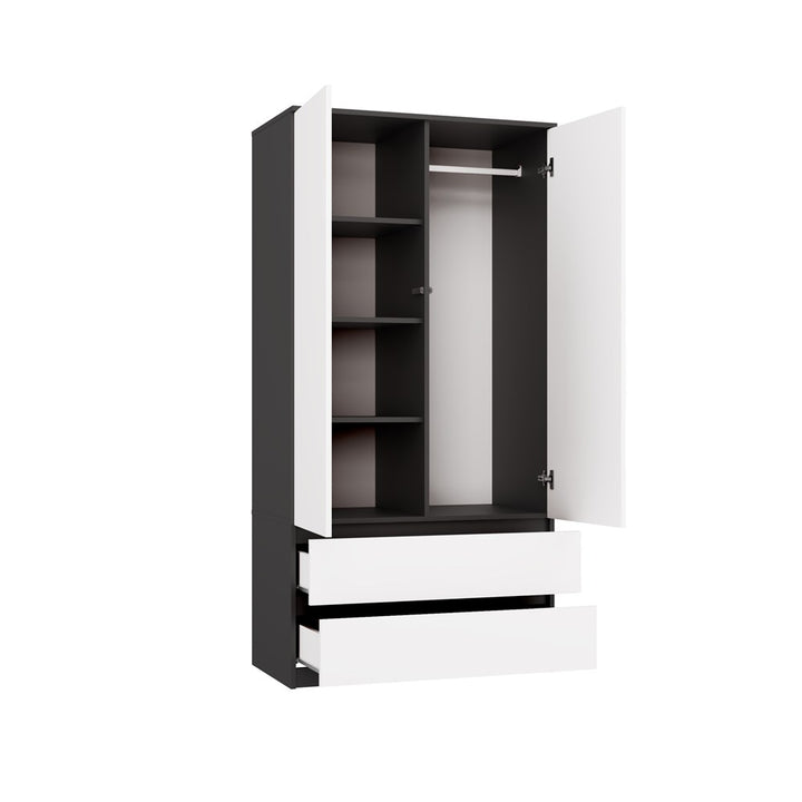 Klædeskab til soveværelse, Dybde: 50 cm Højde: 180 cm Bredde: 90 cm, hvid