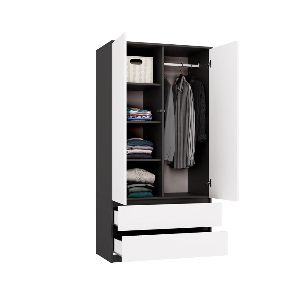 Klædeskab til soveværelse, Dybde: 50 cm Højde: 180 cm Bredde: 90 cm, hvid