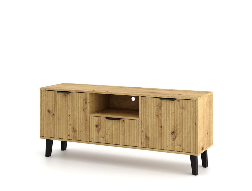 TV-skab med skuffe og 2 låger, skandi-stil, naturfarvet