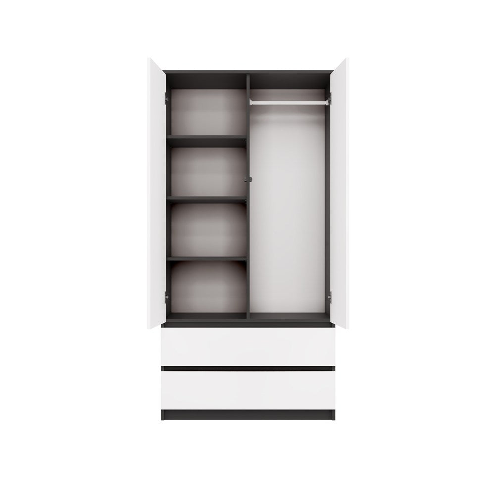 Klædeskab til soveværelse, Dybde: 50 cm Højde: 180 cm Bredde: 90 cm, hvid