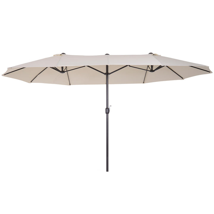 Xxl parasol med håndsving vejrbestandig 455 cm x 270 cm x 240 cm stål polyester beige