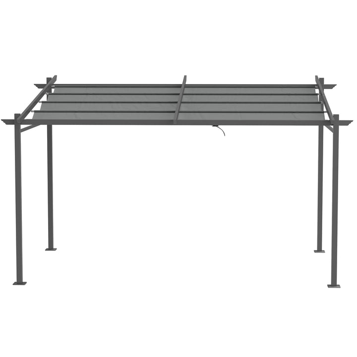 Pergola, inklusive monteringsbeslag, udtrækkeligt tag, 3,97 m x 2,95 m x 2,3 m, mørkegrå