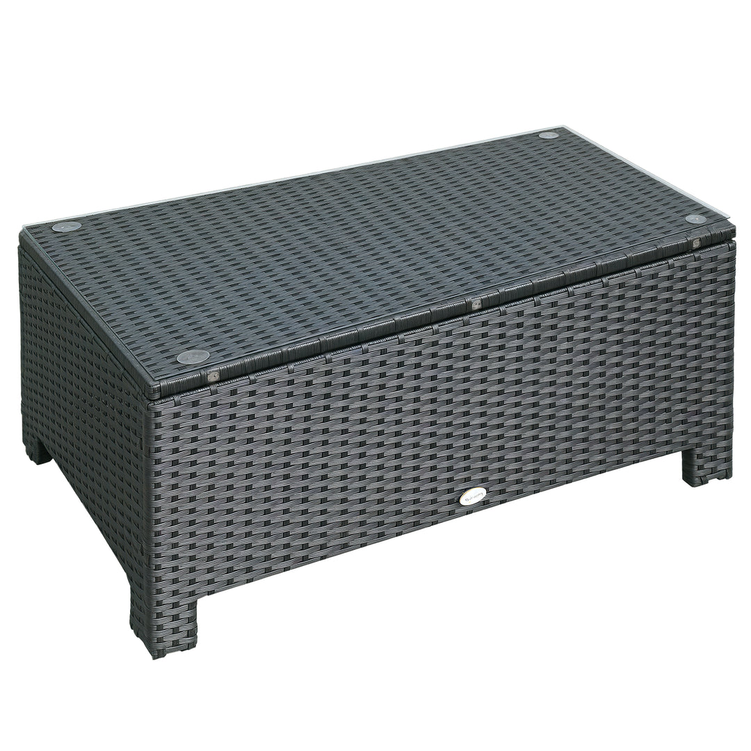 Havesidebord, sofabord, havebord, balkonbord, polyrattan, sort, 85 x 50 x 39 cm