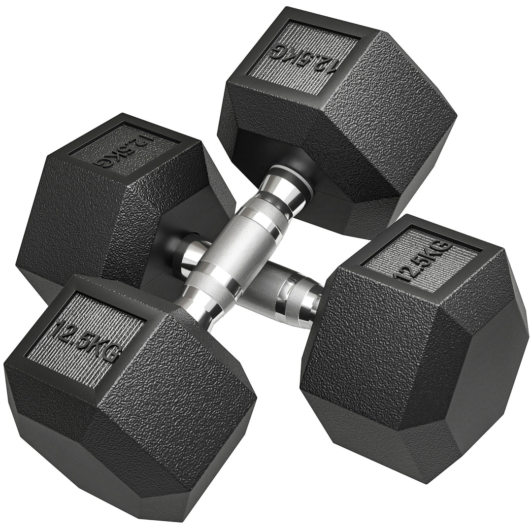 Håndvægte med riflet håndtag, støbejernshåndvægte, 2 x 12,5 kg til hjemmetræning, fitnesscenter, styrketræning