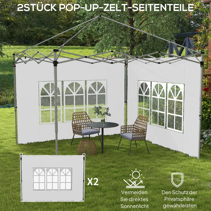 Sæt med 2 sidepaneler til 3x3/3x4 m pavillon, sidevæg med vindue, vandtæt, hvid