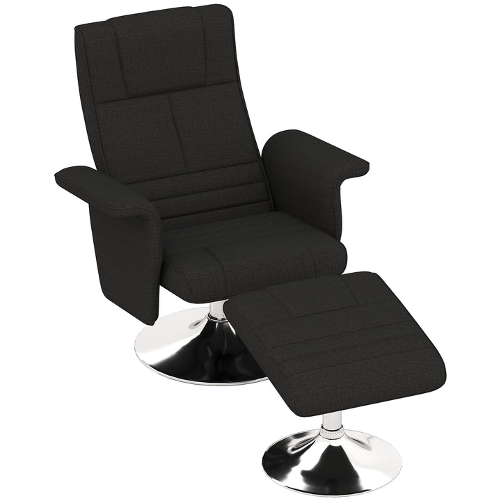 Massagestol med skammel, lænestol, 78 x 95 x 88 cm, sort