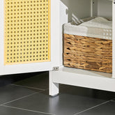 Trendy badeværelsesskab, L60xB35xH88 cm, hvid med gule luftdøre