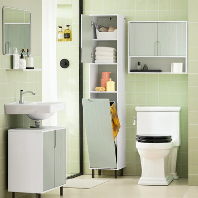 Moderne badeværelsesskab i trendy grøn farve - Giv dit badeværelse et nyt look!
