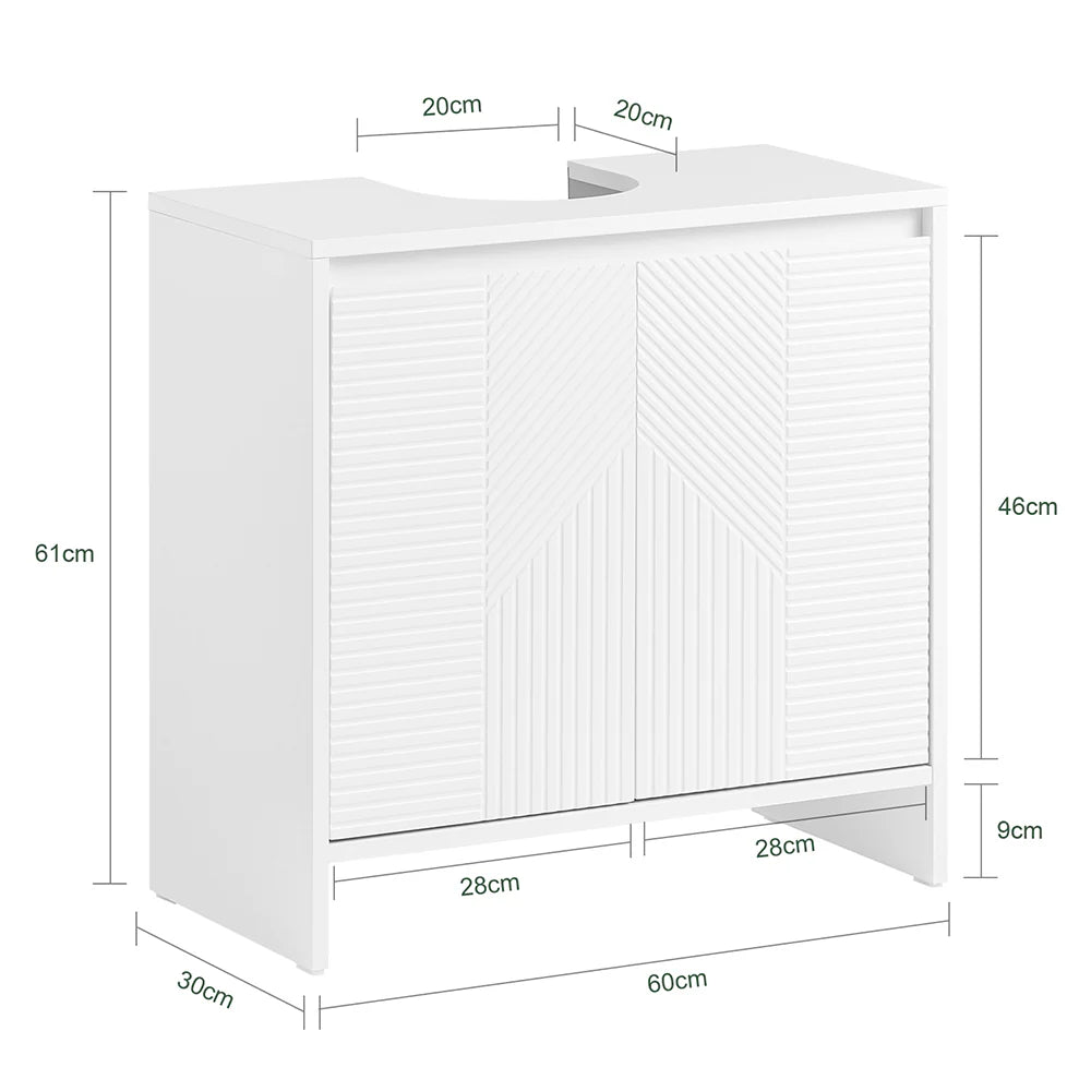 Elegant underskab i skandinavisk stil, L60xB30xH61 cm, hvid