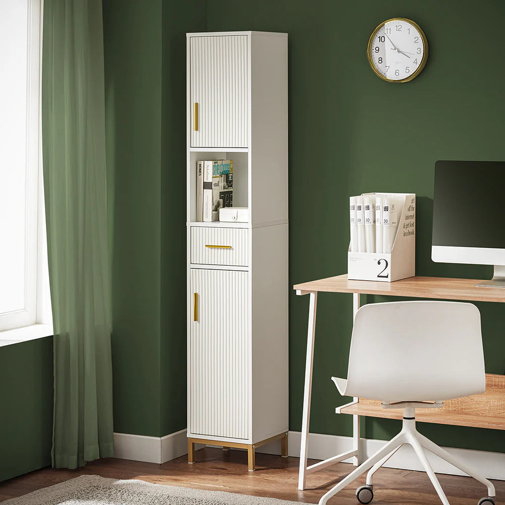 Elegant højskab, pladsbesparende, L30xB30xH170cm, hvid