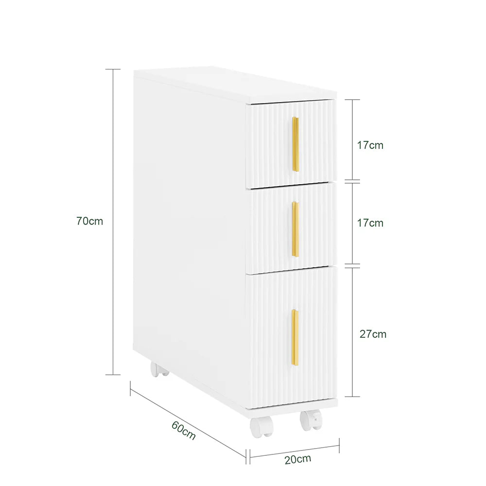 Elegant rullevogn til badeværelset,  L60xB20xH70cm, hvid