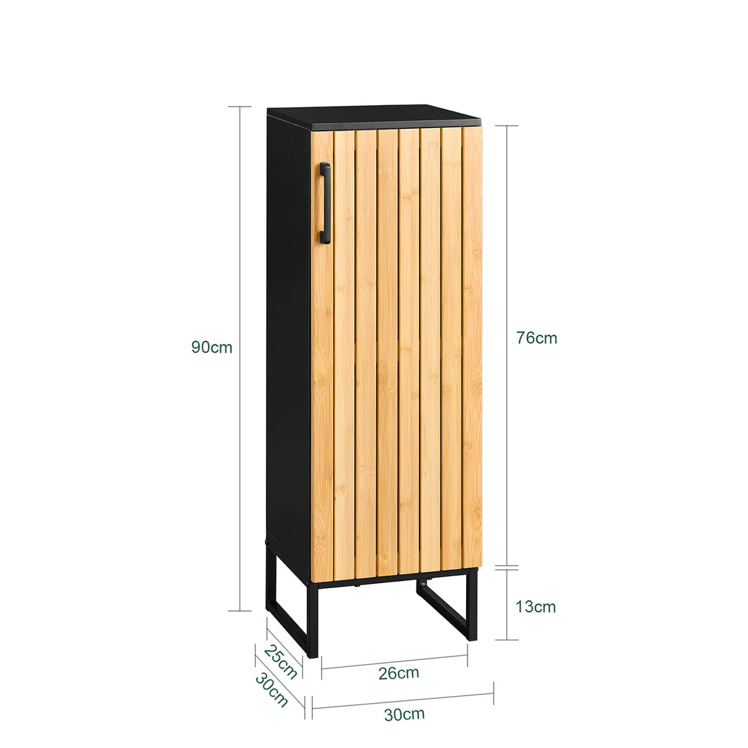 Slankt badeværelsesskab i bambusdesign (30 x 30 x 90 cm)