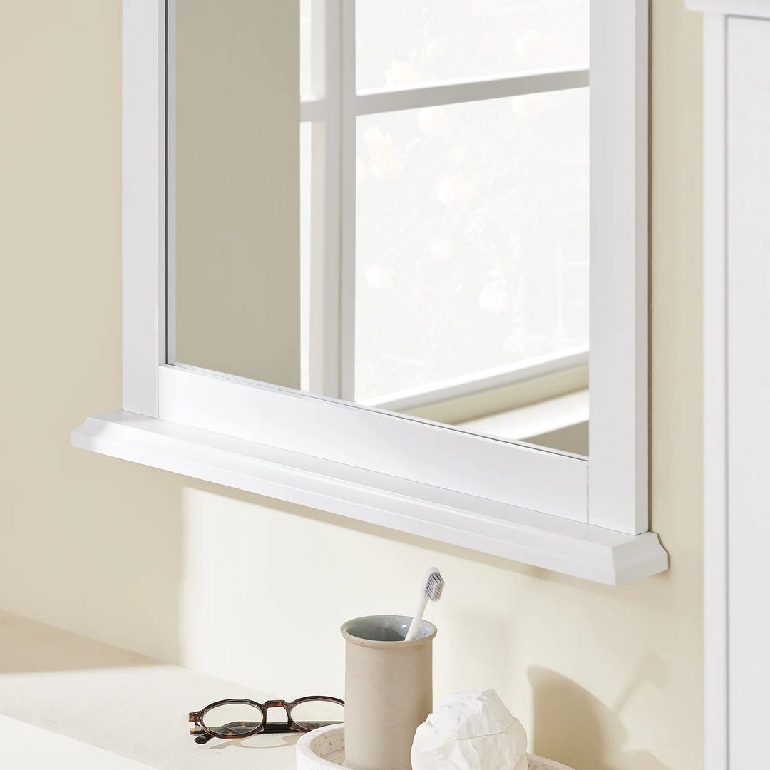 Spejl med hylde til badeværelset, 60 x 6 x 53,5 cm, hvid