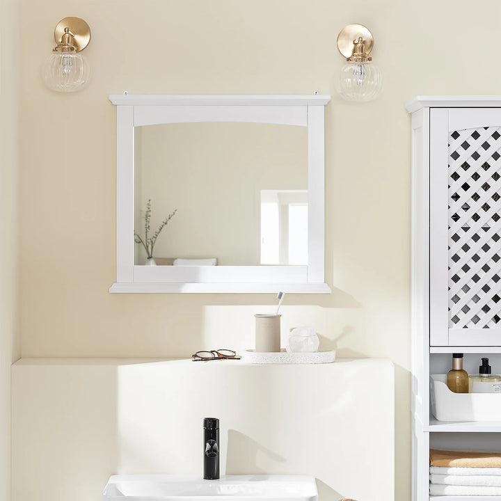 Spejl med hylde til badeværelset, 60 x 6 x 53,5 cm, hvid