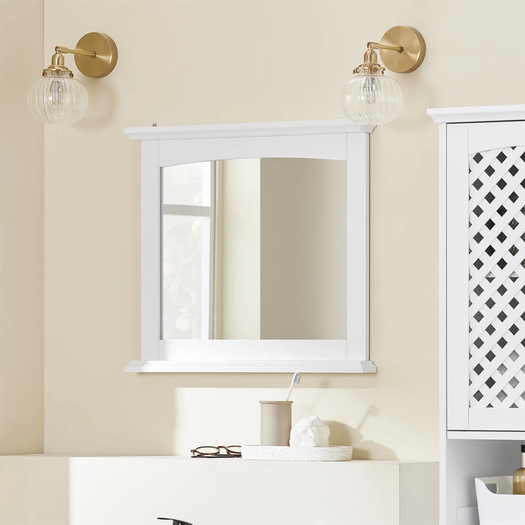 Spejl med hylde til badeværelset, 60 x 6 x 53,5 cm, hvid