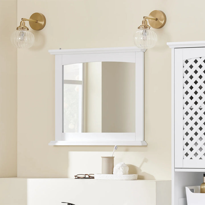 Spejl med hylde til badeværelset, 60 x 6 x 53,5 cm, hvid