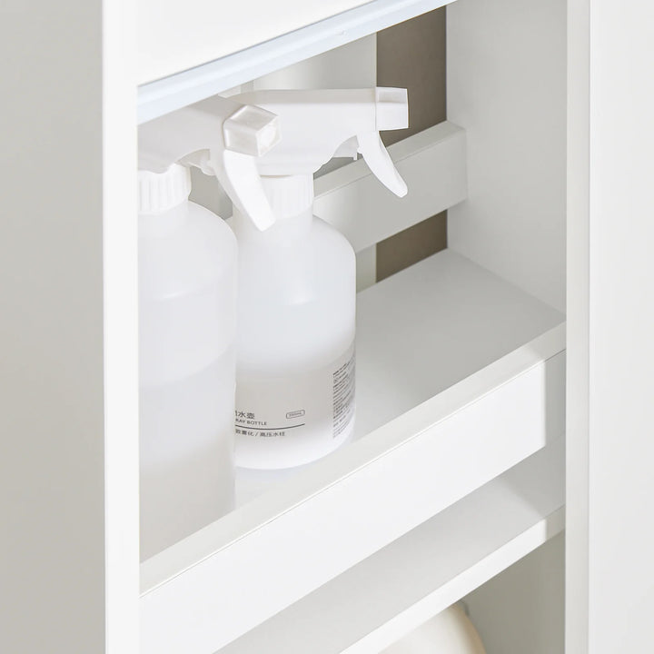 Badeværelsesskab med vasketøjsopsamler - badeværelsesskab med 1 skuffe, 2 vaskekurve og udtræksrum, smal højskab til badeværelsesmøbler kombination - 78 x 38 x 90 cm skab til badeværelse