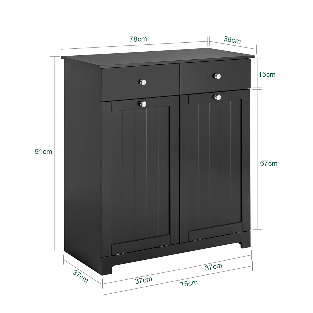 Hold dit badeværelse ryddeligt med dette elegante vasketøjsmøbel i sort (B78 x D38 x H91 cm)