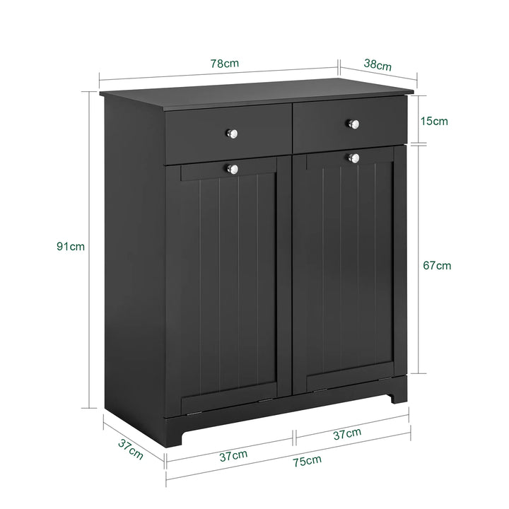 Hold dit badeværelse ryddeligt med dette elegante vasketøjsmøbel i sort (B78 x D38 x H91 cm)