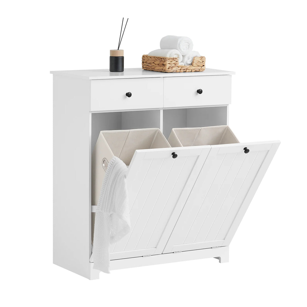 Hold dit badeværelse ryddeligt med dette elegante vasketøjsskab i hvid B78 x D38,5 x H90,5 cm
