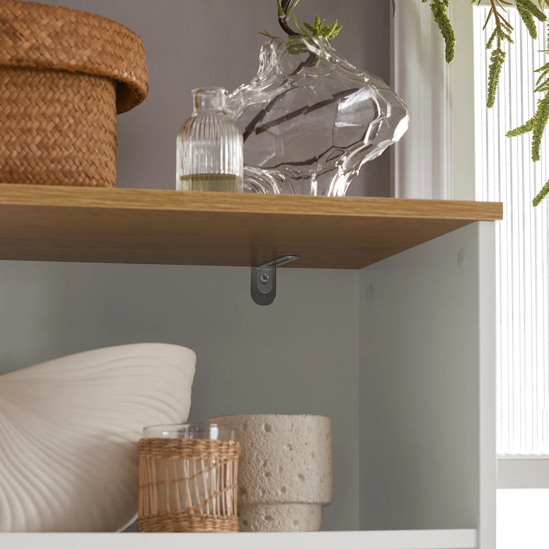 Rummeligt badeværelsesskab, skandi-look, B60 x D30 x H160 cm, hvid