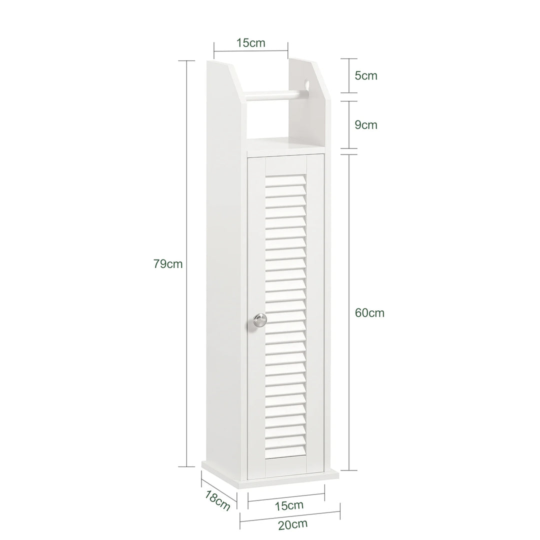 Badeværelsesskab med toiletpapirholder, skandi-look, B20 x D18 x H79 cm, hvid
