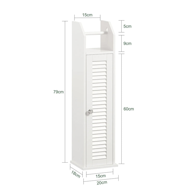 Badeværelsesskab med toiletpapirholder, skandi-look, B20 x D18 x H79 cm, hvid