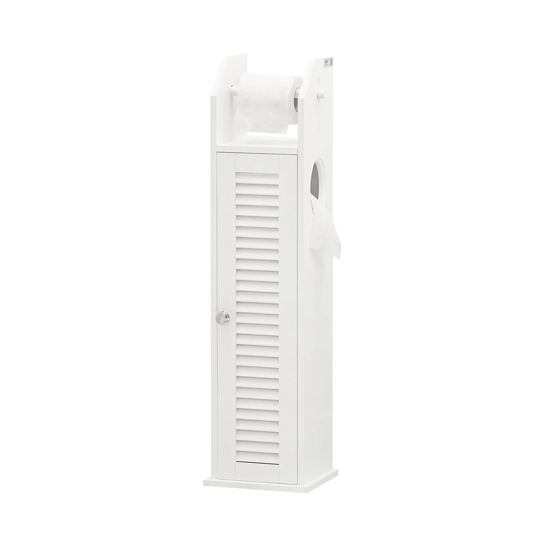 Badeværelsesskab med toiletpapirholder, skandi-look, B20 x D18 x H79 cm, hvid
