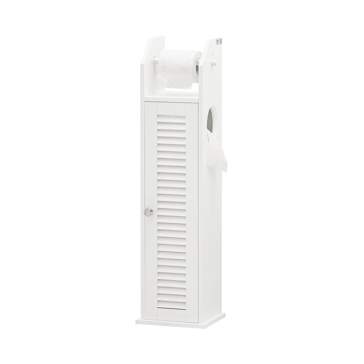 Badeværelsesskab med toiletpapirholder, skandi-look, B20 x D18 x H79 cm, hvid