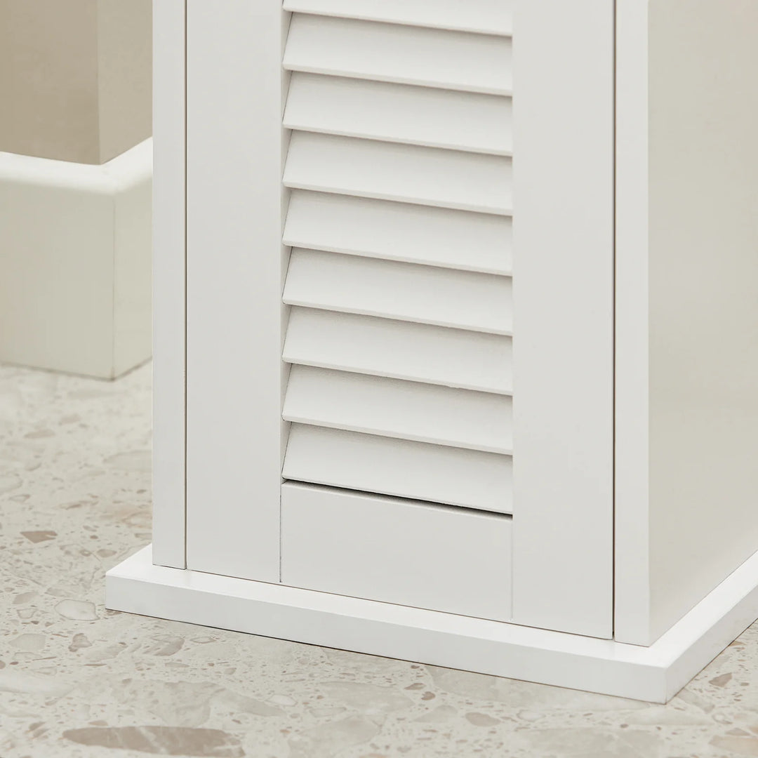 Badeværelsesskab med toiletpapirholder, skandi-look, B20 x D18 x H79 cm, hvid