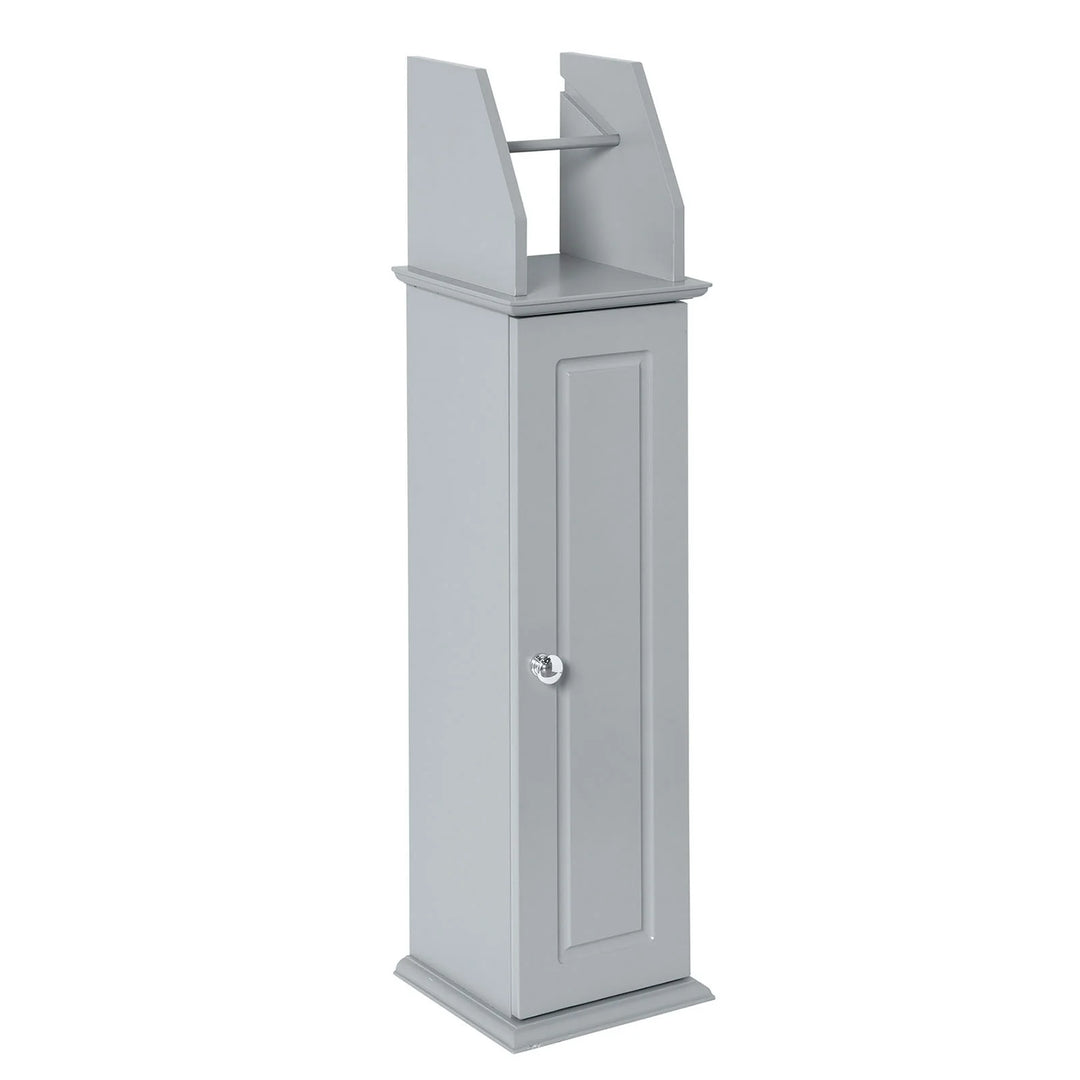 Fritstående badeværelsesskab med toiletrulleholder og opbevaringsplads – grå, mål 20 x 18 x 79 cm