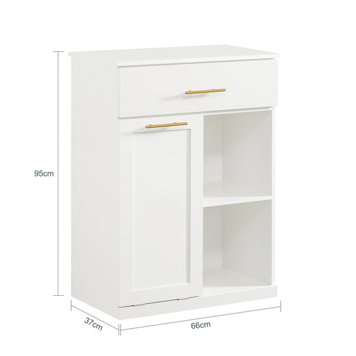 Badeværelsesskab med indbygget vasketøjskurv, skandi-look, B66 x D37 x H95 cm, hvid