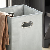 Badeværelsesskab med indbygget vasketøjskurv, grå