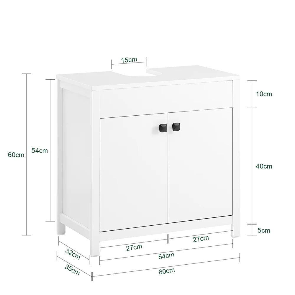 Minimalistisk underskab i skandi-stil, L60xB35xH60 cm, hvid