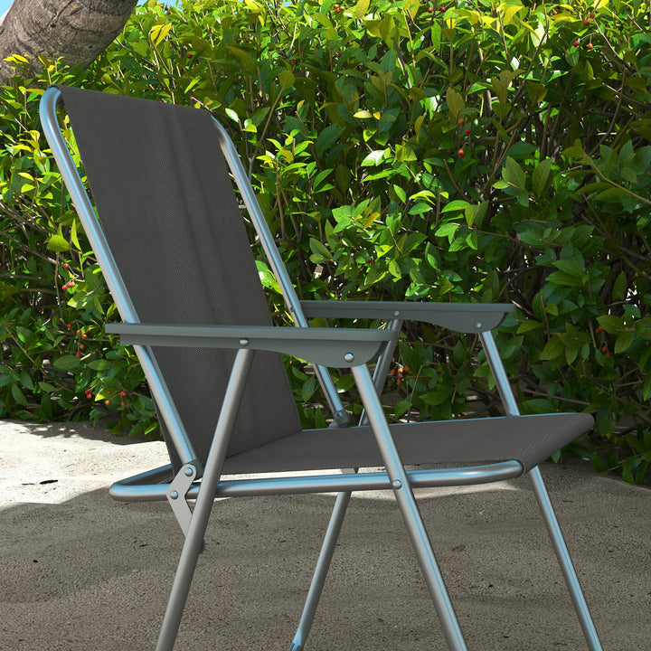 Havestol foldbar campingstol, 53 cm x 54 cm x 76 cm, grå + sølv