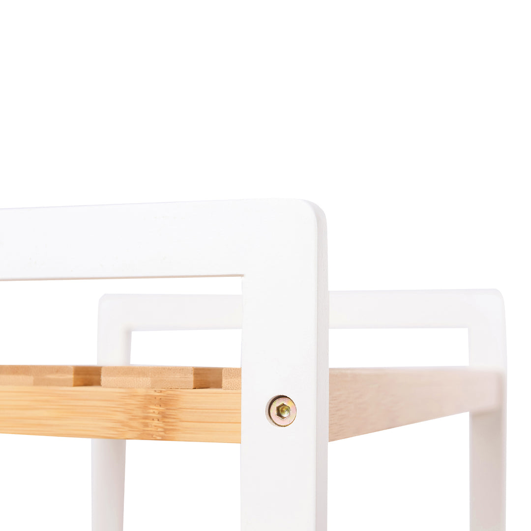 Bambusreol, køkkenhylde, badeværelseshylde, bogreol, 4 hylder 45 x 31,5 x 110 cm, naturlig hvid