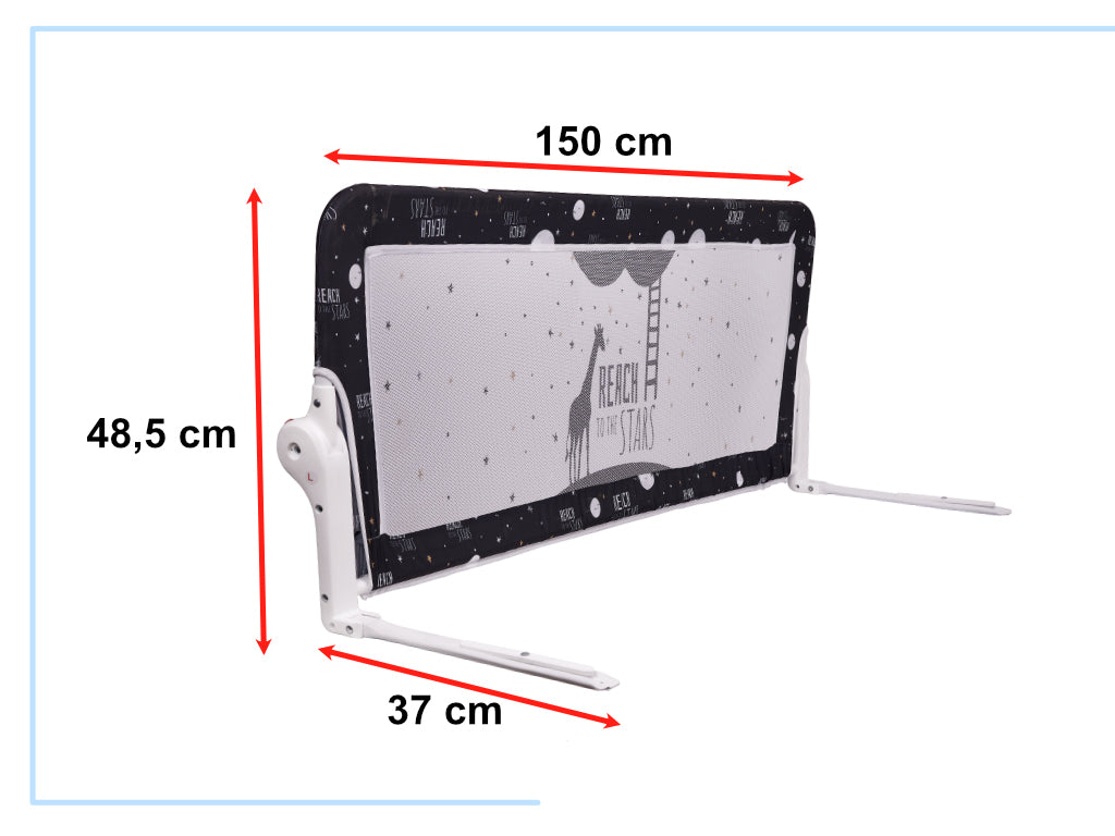 Sikkerhedslåge til seng 150 cm sort