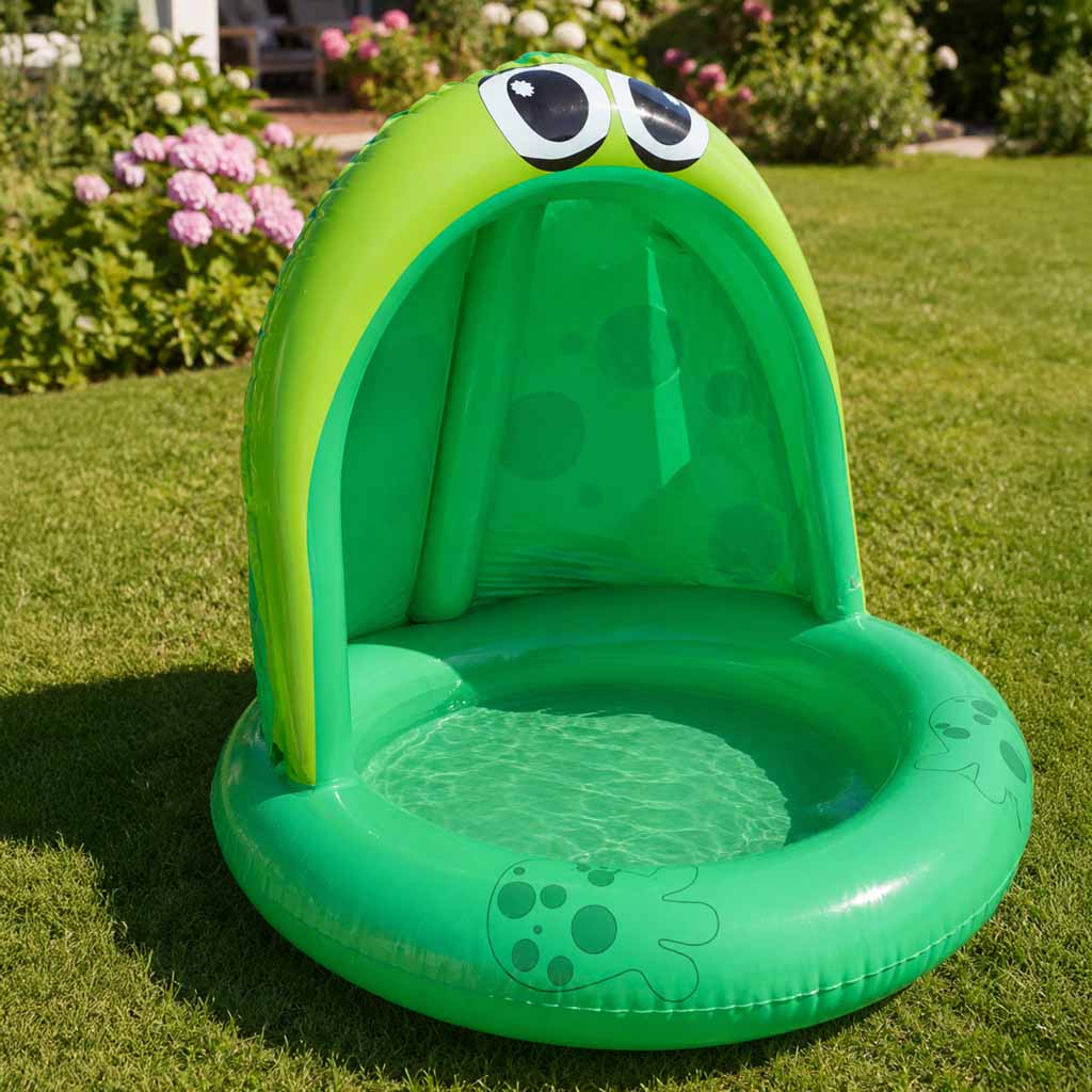 Oppustelig pontonpool med baldakin, frø 95 cm