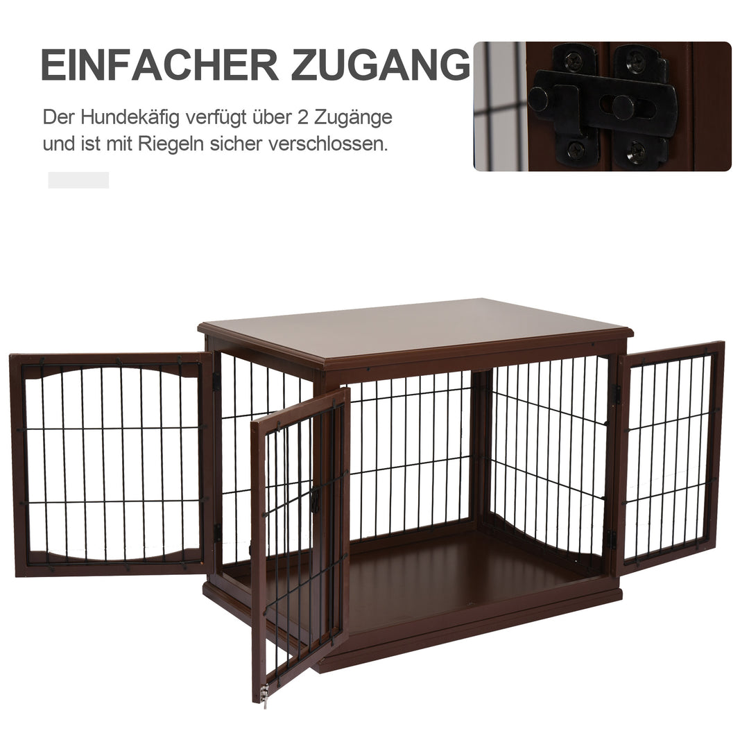 Hundebur, 2 indgange, aflåseligt, mdf og metal, 58,4 x 81,3 x 66 cm, sort