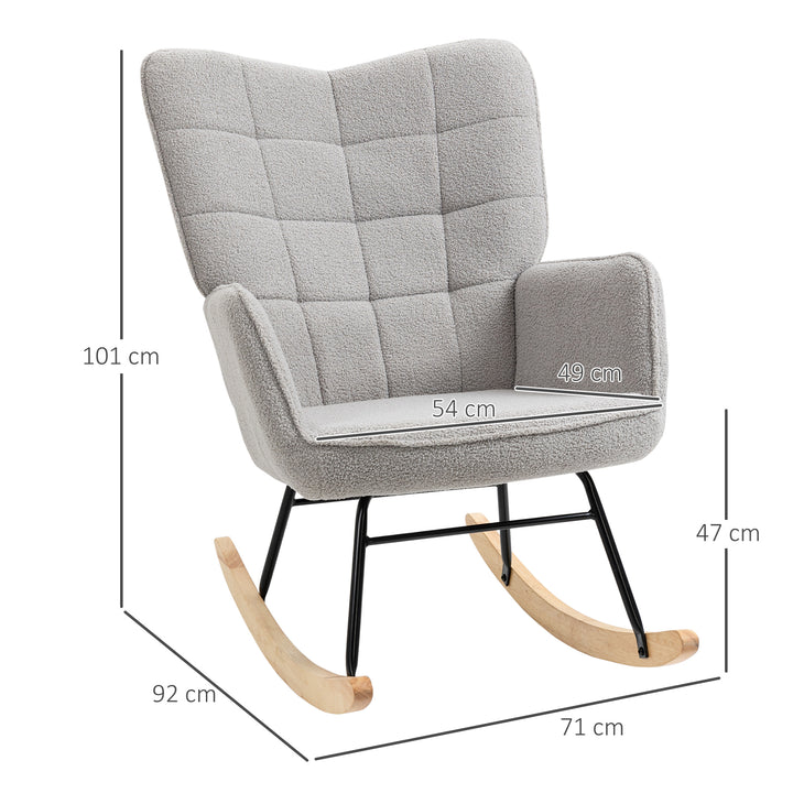 Retro gyngestol, massivt træ, gyngestol, 71 cm x 92 cm x 101 cm, lysegrå