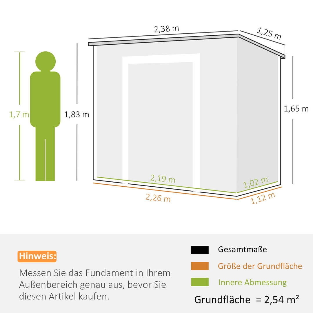2,4 x 1,3 m haveskur, plastik havehus med gulv, vindue, aflåselige døre, til have, terrasse, grå