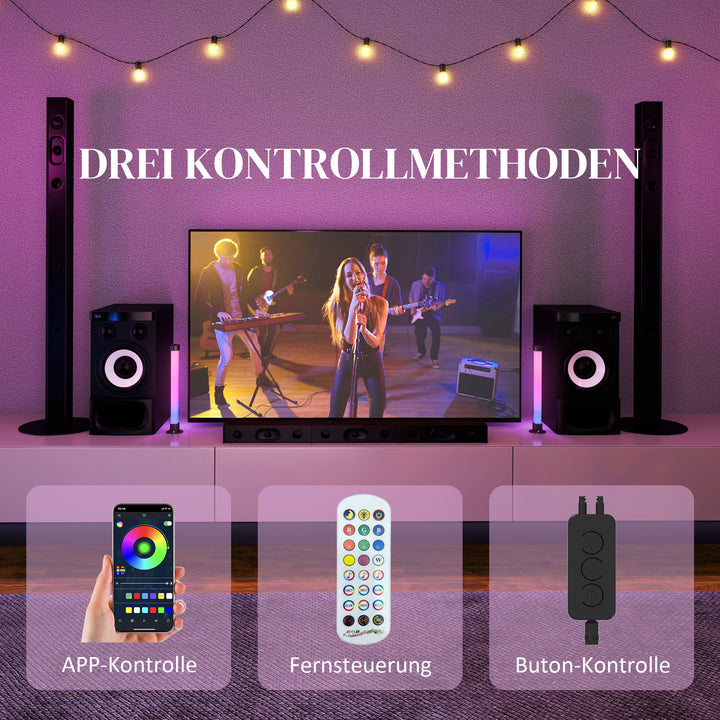 Sæt med 2 led-lamper, bordlampe med app og fjernbetjening, musiksynkronisering, farvetilstande, timer, hvid