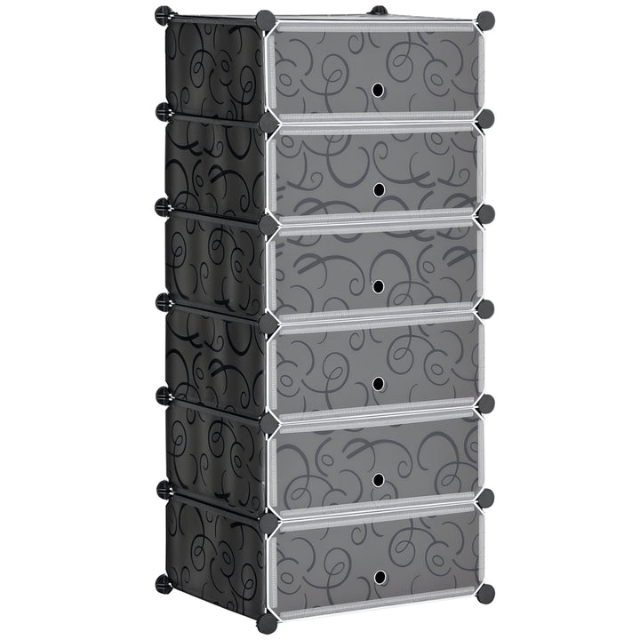 Modulært reolsystem til 6 par sko, 49 cm x 36,5 cm x 108 cm, sort