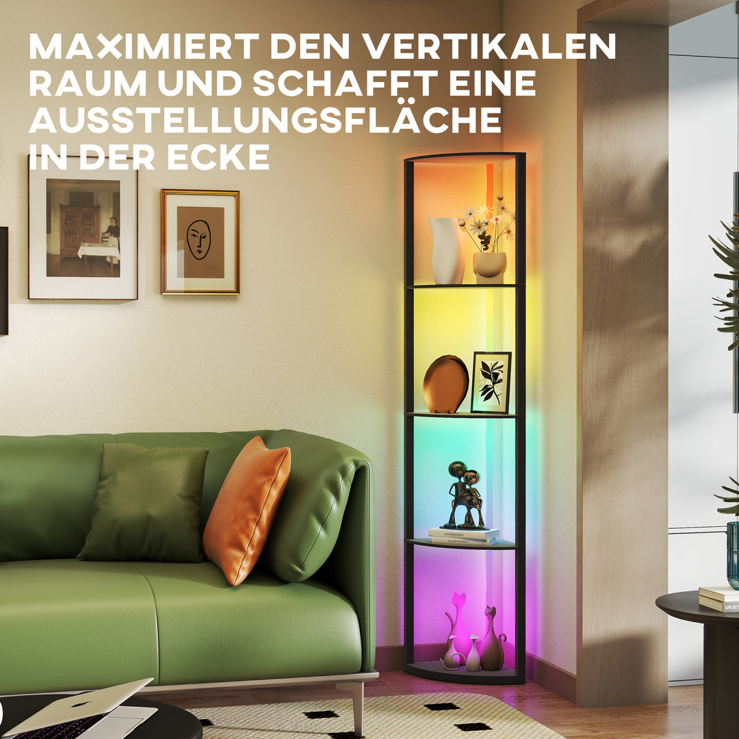 Led gulvlampe 5-trins dæmpbar gulvlampe med hylde, rgb-farveskift, fjernbetjening