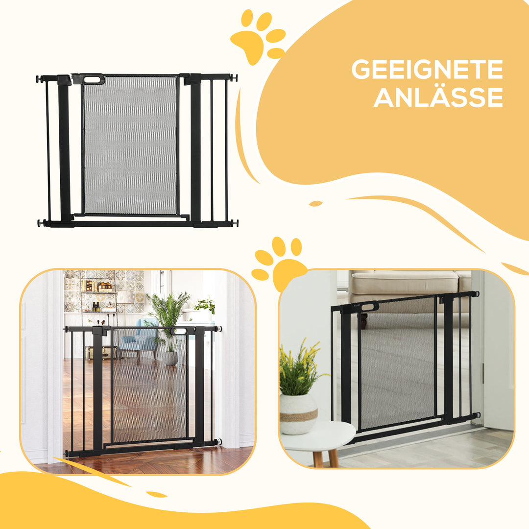 Trappegitter, kæledyrsgitter, hundegitter, justerbar fra 75 cm - 103 cm, sort