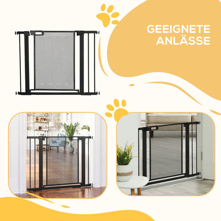 Trappegitter, kæledyrsgitter, hundegitter, justerbar fra 75 cm - 103 cm, sort