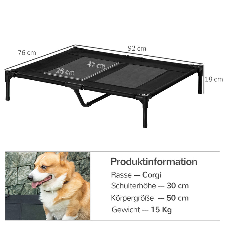 Hundeseng, udendørs hundeseng, sammenklappelig, åndbar, sort